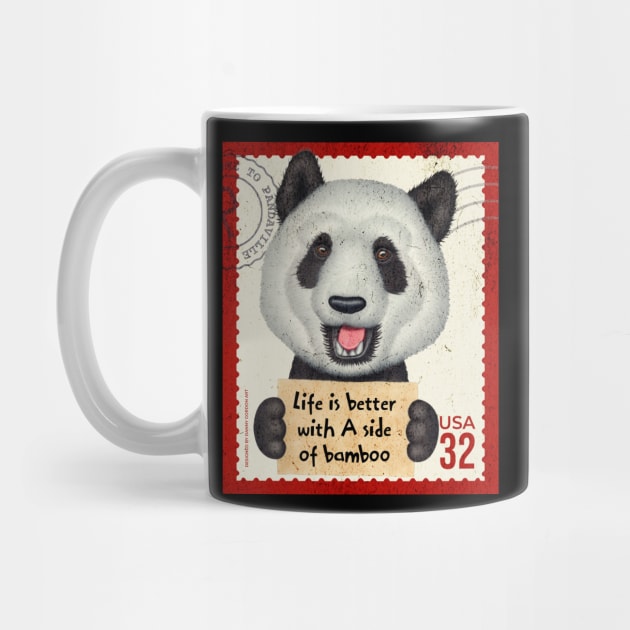 Cute panda bear with sign life is better with a side of bamboo by Danny Gordon Art